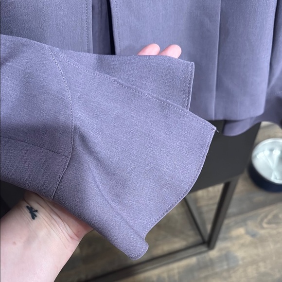 Tahari Purple Blazer Collarless Bell Sleeves - Picture 3 of 7